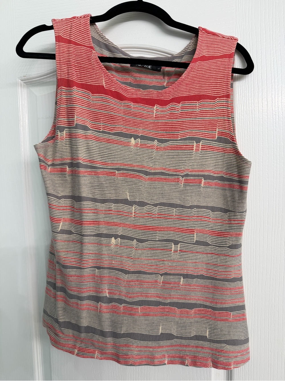 Nic+Zoe Sleeveless Striped Tank Top - Coral and Gray